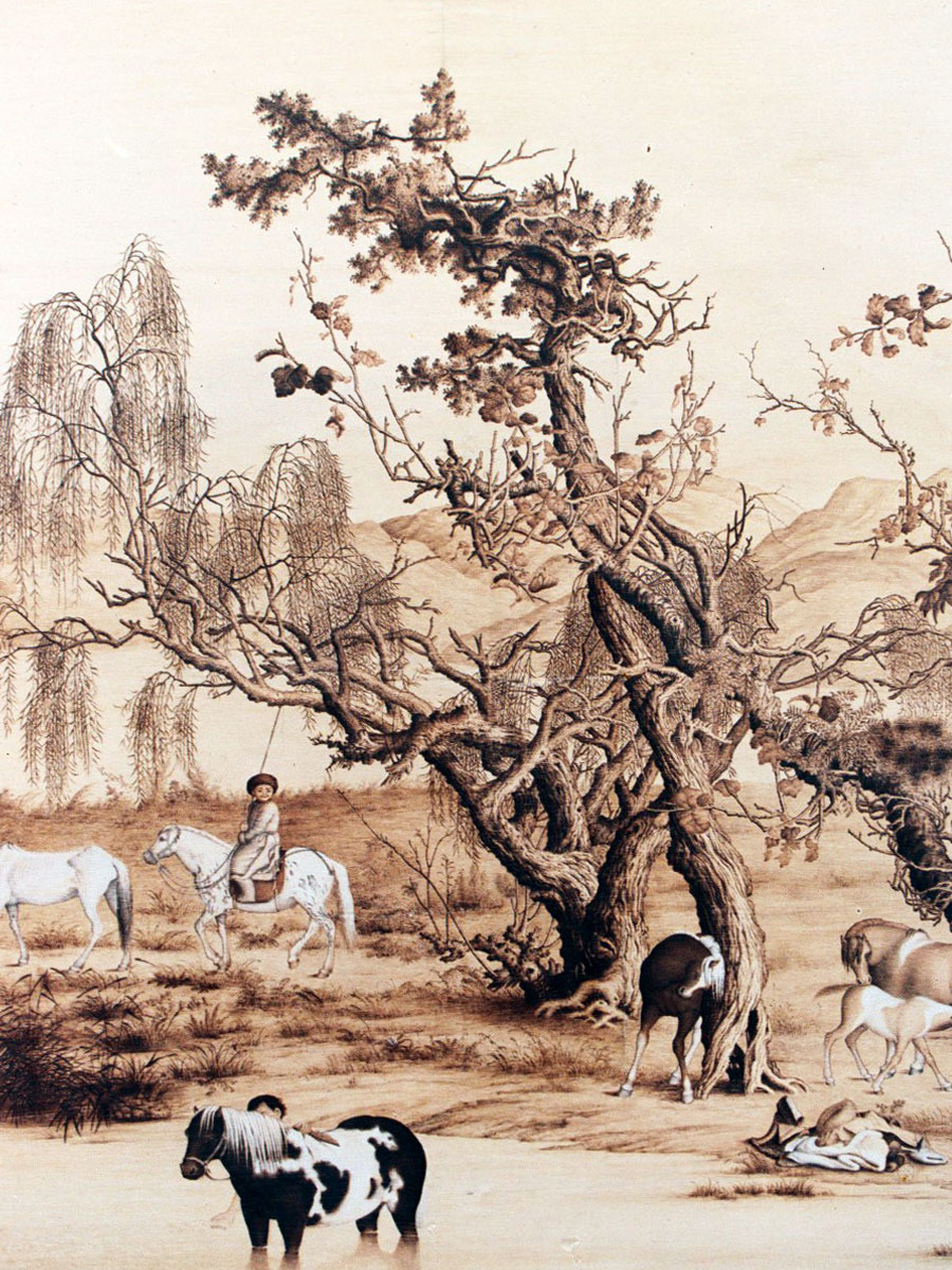 王派烙画山水作品